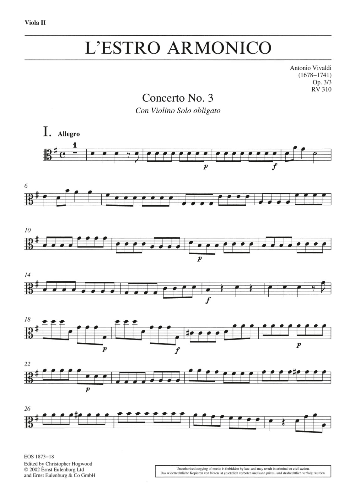 Vorderes Coverbild Concerto G-Dur op. 3/3 RV 310