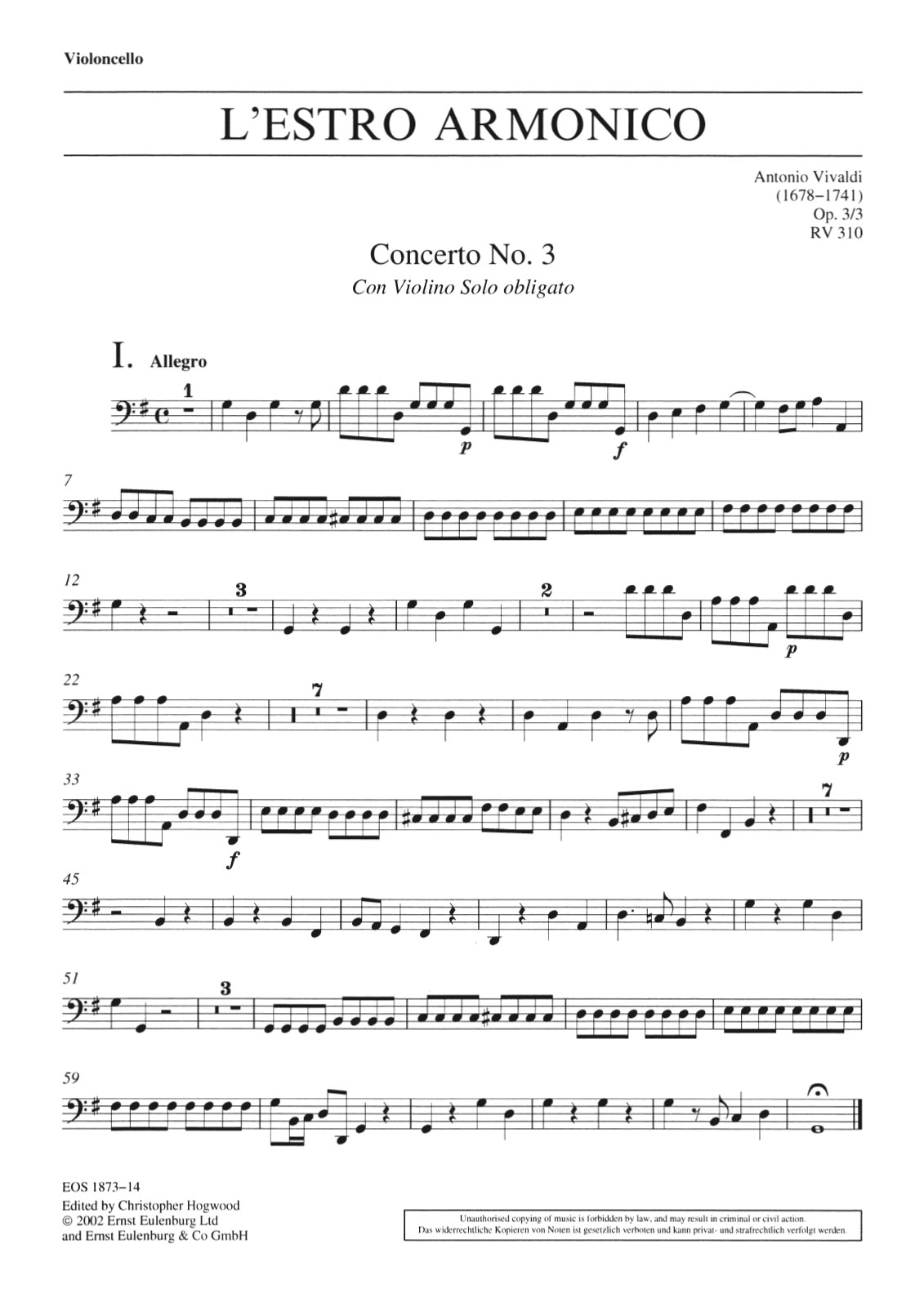 Vorderes Coverbild Concerto G-Dur op. 3/3 RV 310