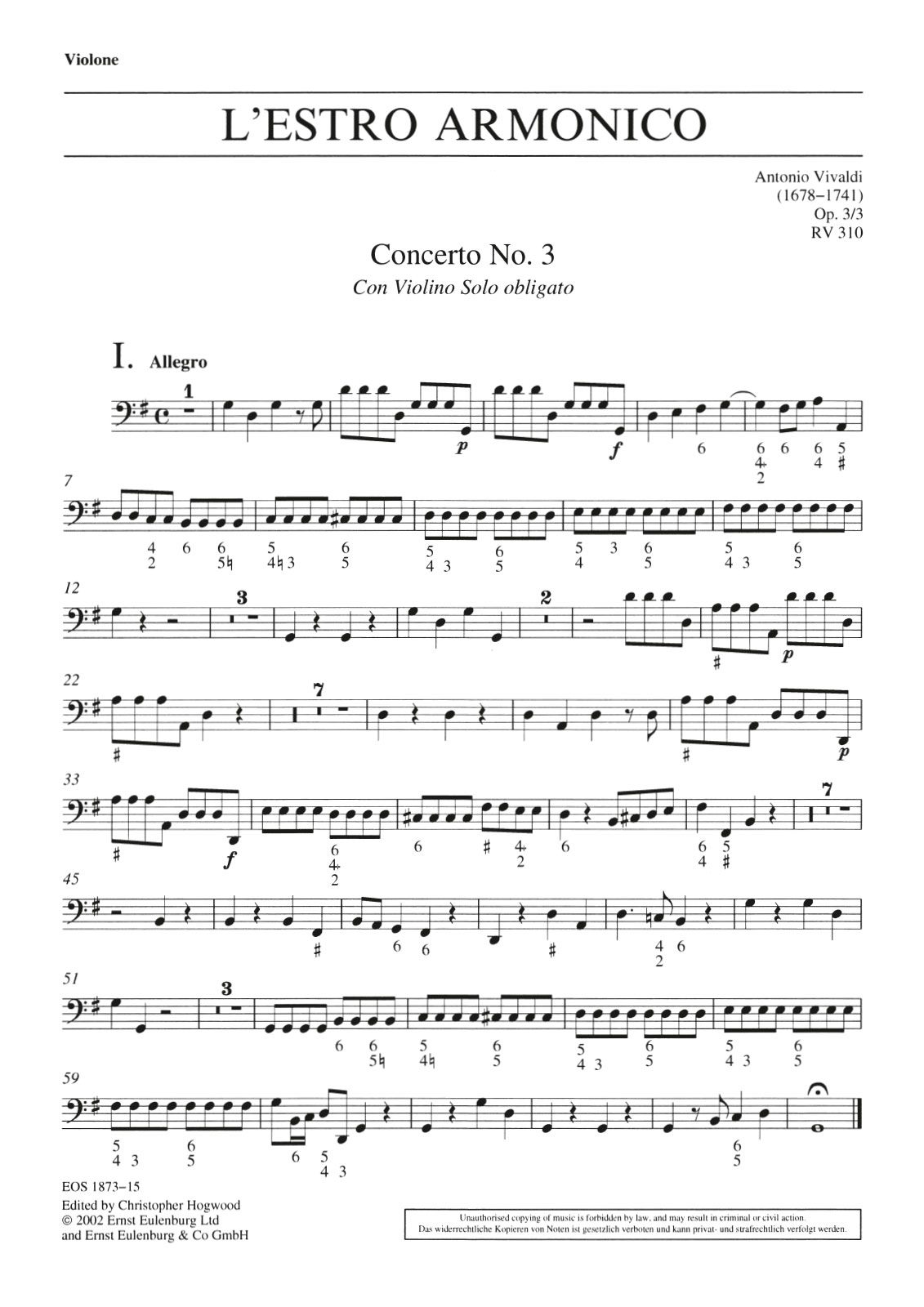 Vorderes Coverbild Concerto G-Dur op. 3/3 RV 310