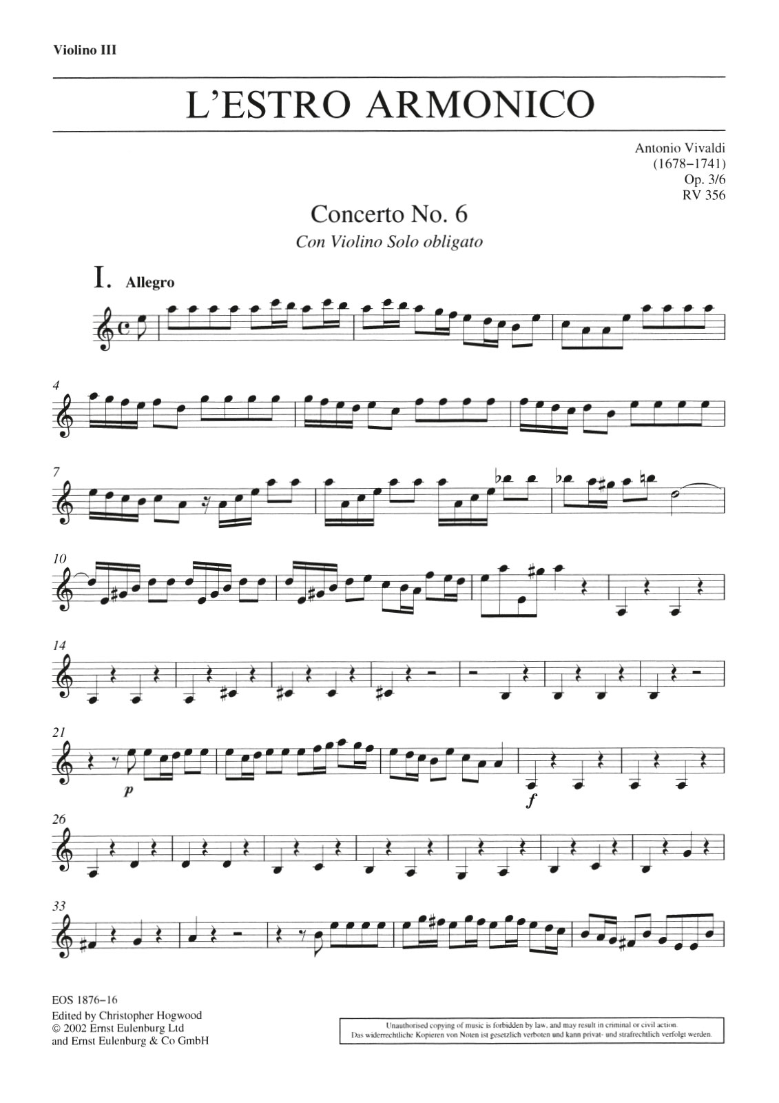 Vorderes Coverbild Concerto Nr. 6 a-moll RV 356