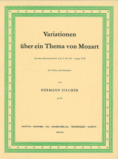 Vorderes Coverbild Variationen über ein Thema von Mozart op. 94 KV 131 