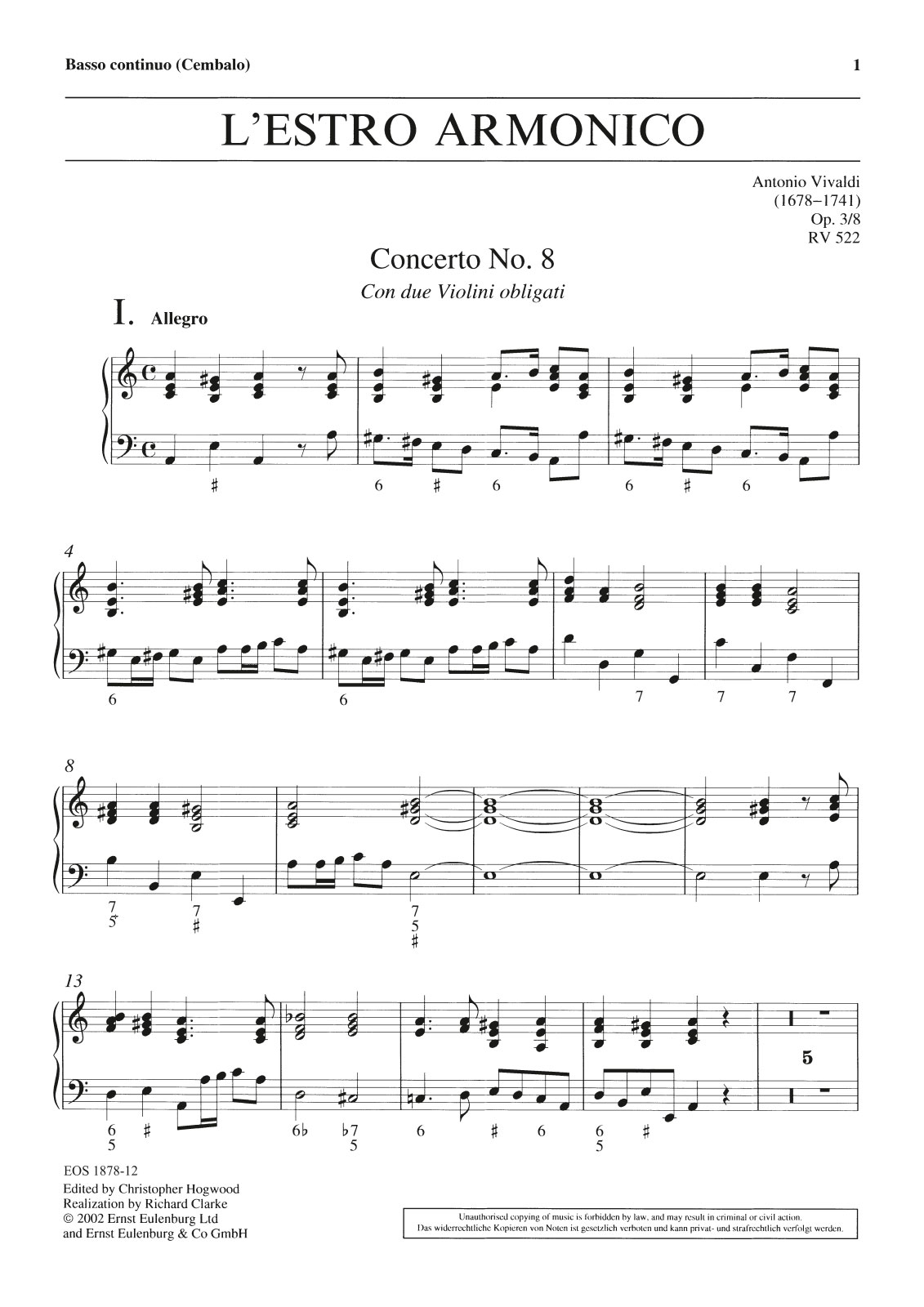 Vorderes Coverbild Concerto op. 3 Nr. 8 a-moll RV 522