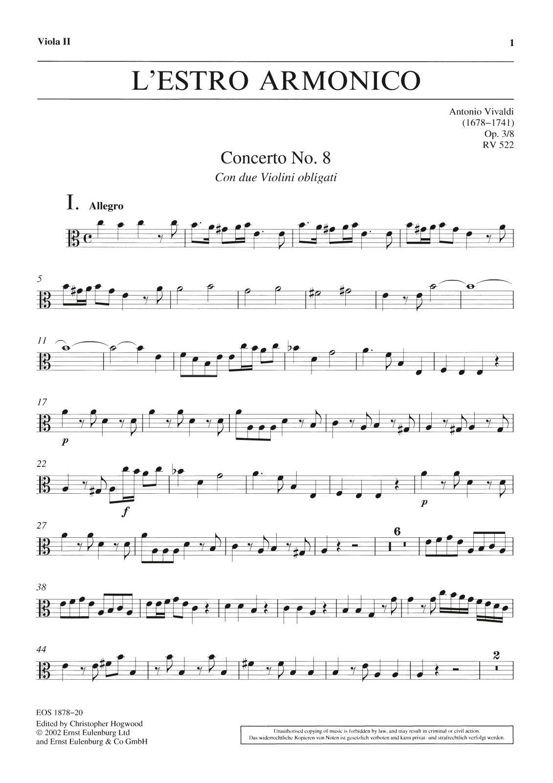 Vorderes Coverbild Concerto op. 3 Nr. 8 a-moll RV 522