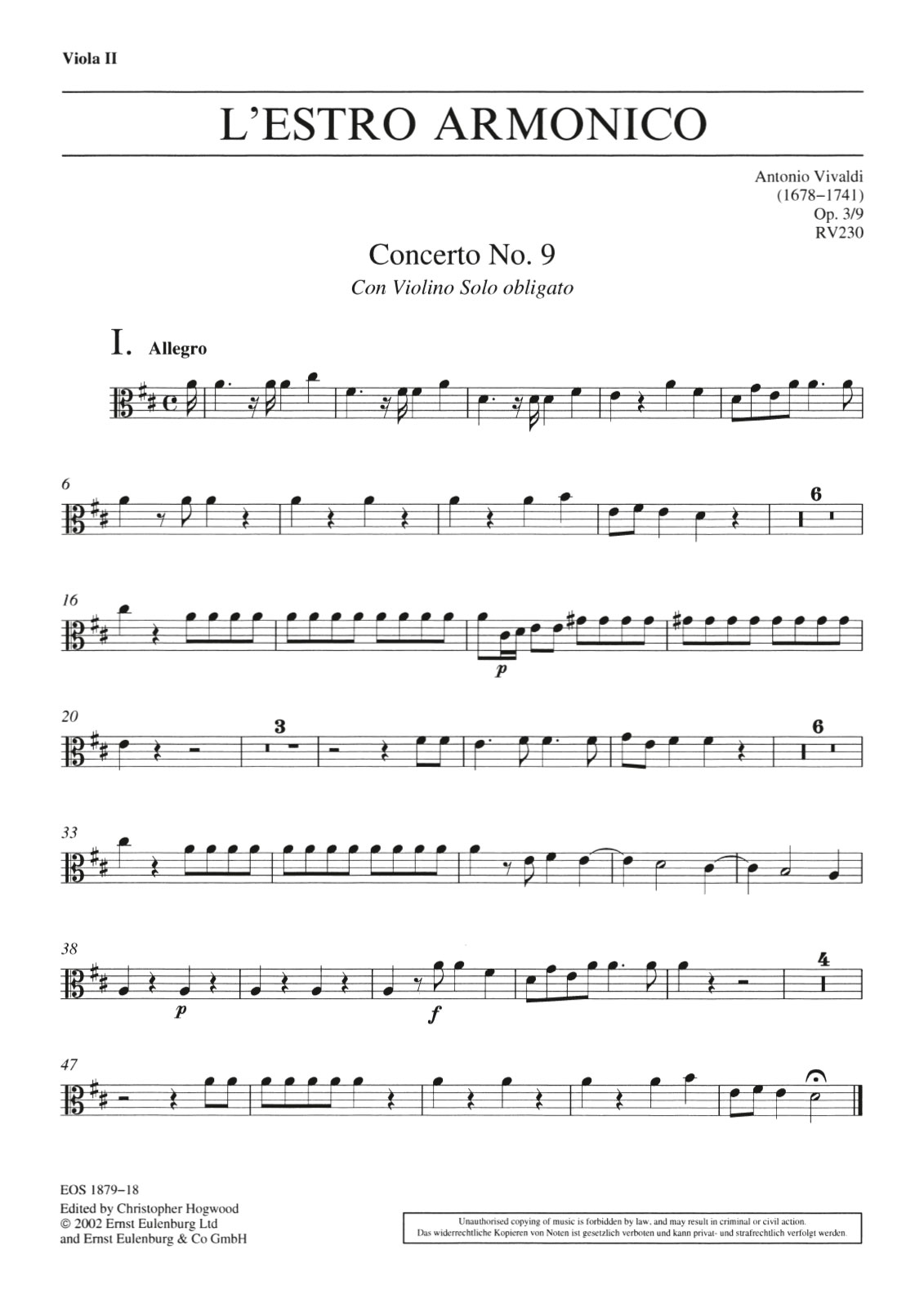 Vorderes Coverbild Concerto D-Dur op. 3/9 RV 230