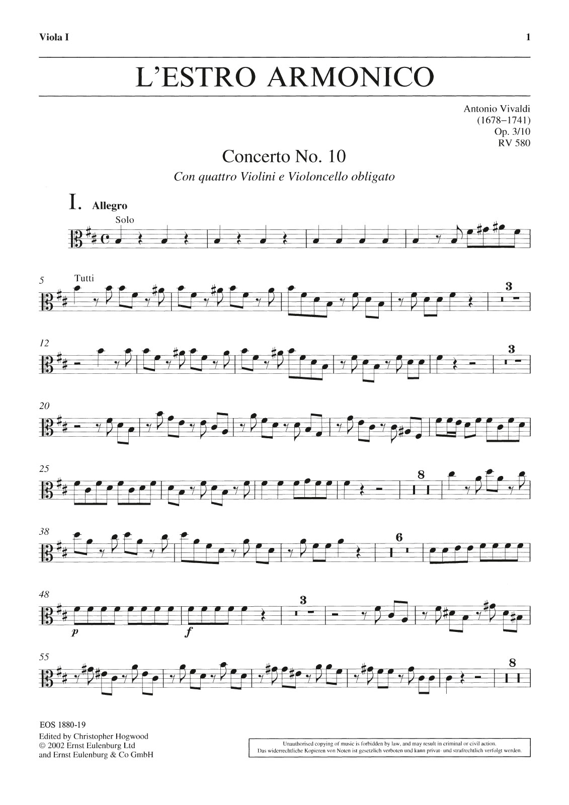 Vorderes Coverbild Concerto h-moll op. 3/10 RV 580