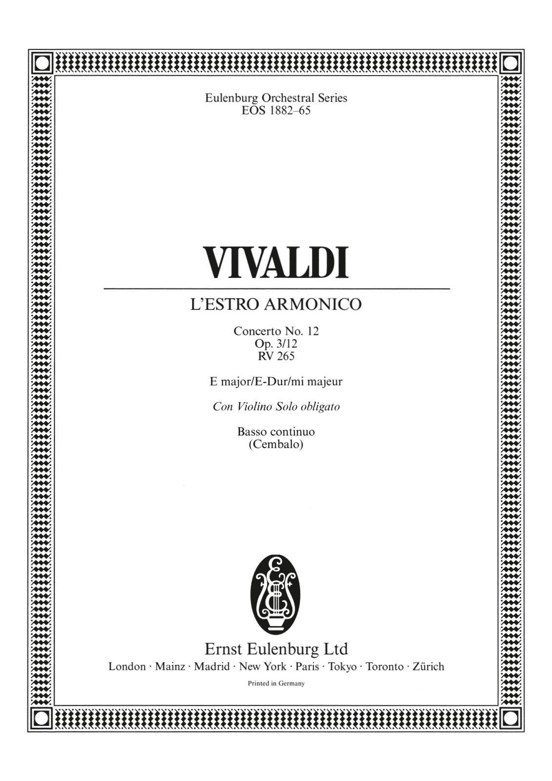 Vorderes Coverbild Concerto E-Dur op. 3/12 RV 265
