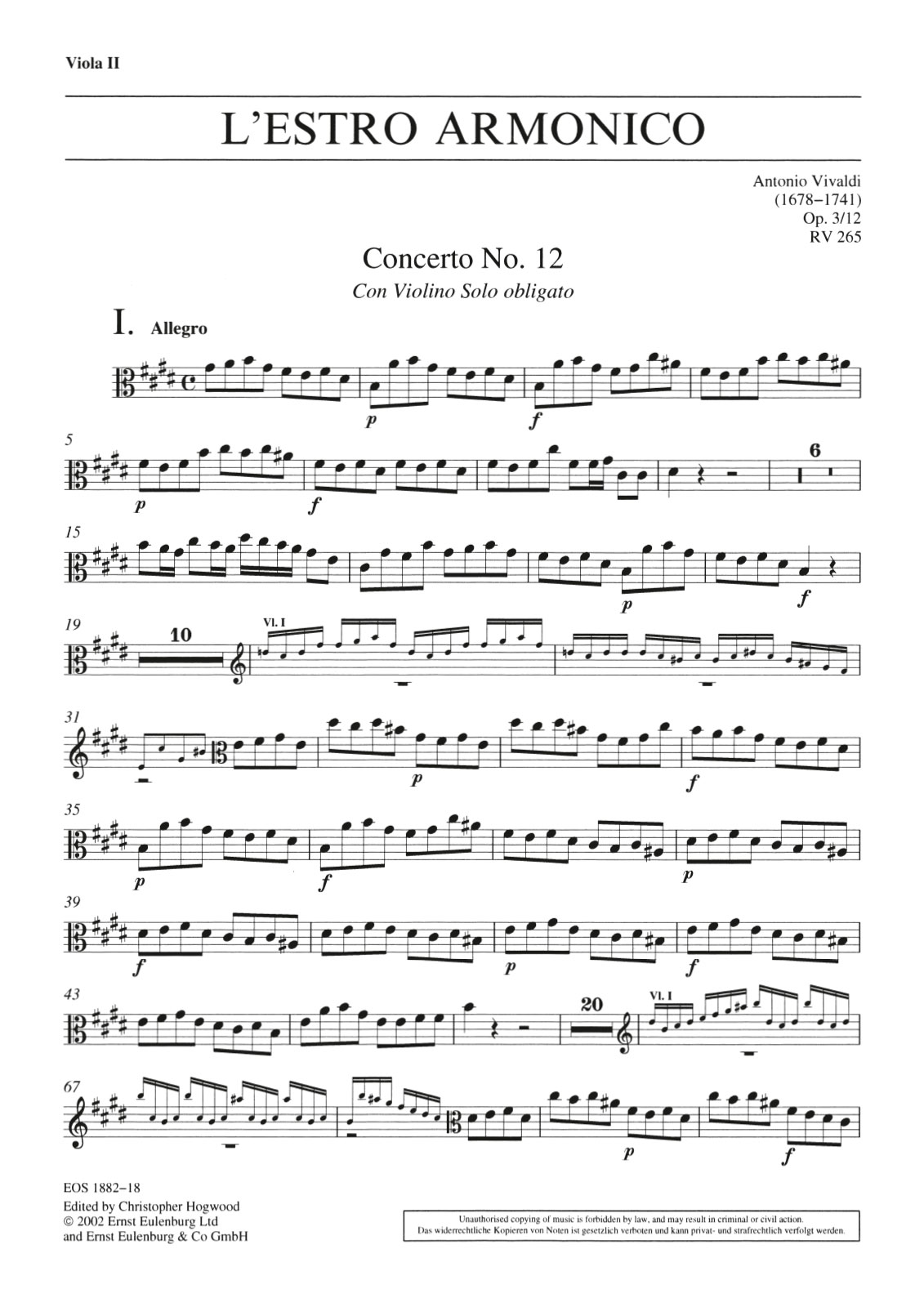 Vorderes Coverbild Concerto E-Dur op. 3/12 RV 265
