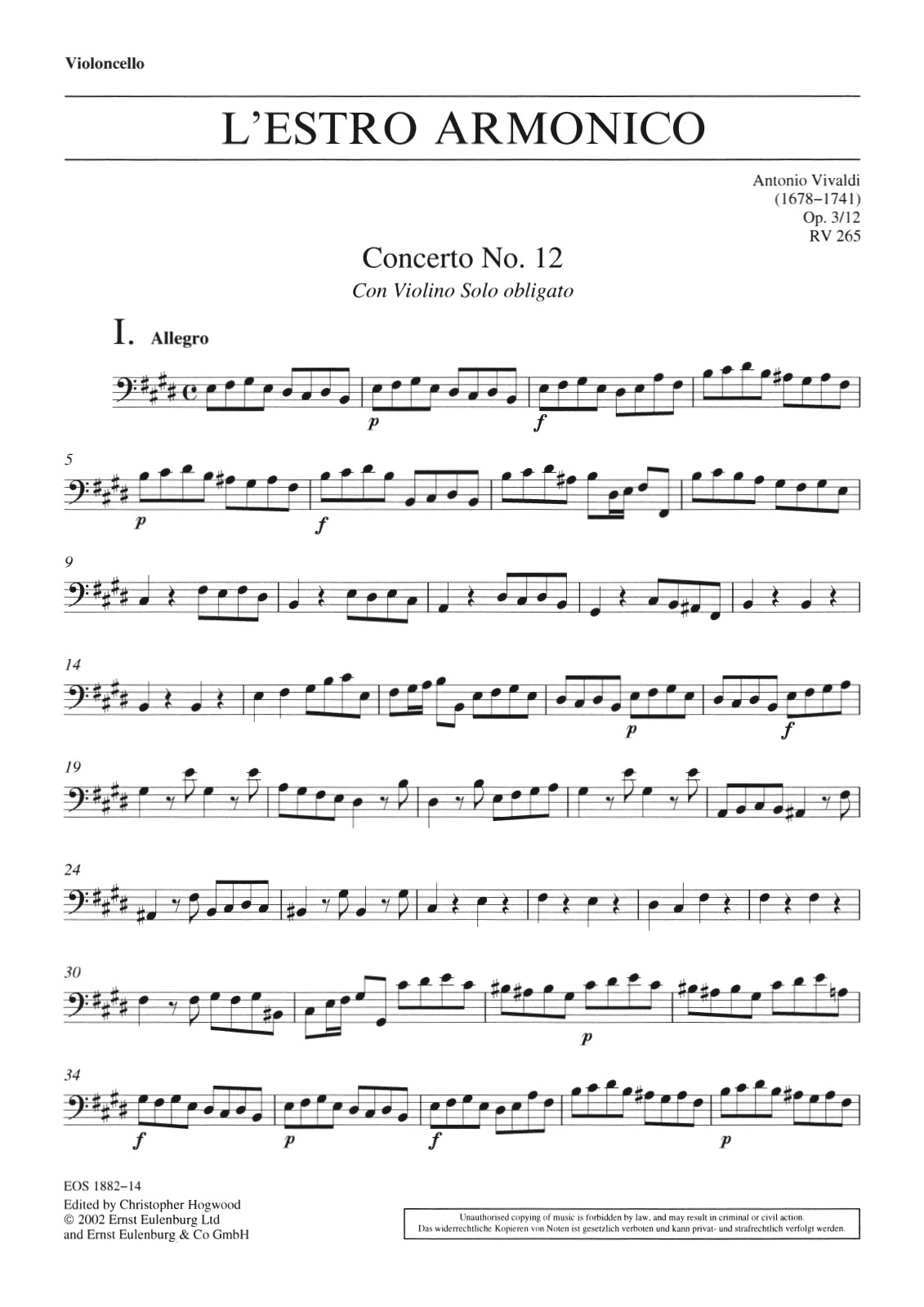 Vorderes Coverbild Concerto E-Dur op. 3/12 RV 265