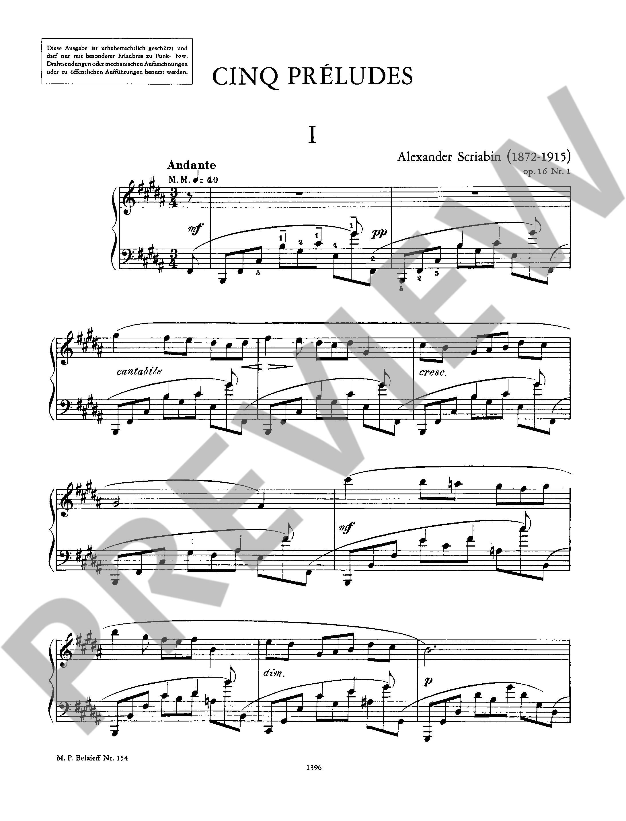 Anderes Coverbild Cinq Préludes op. 16 