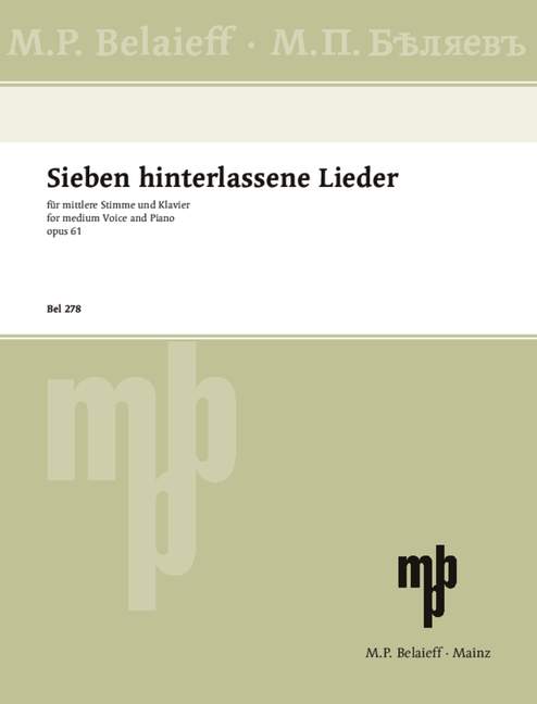 Vorderes Coverbild Sieben hinterlassene Lieder op. 61 