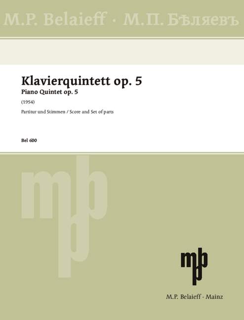 Vorderes Coverbild Klavierquintett op. 5 