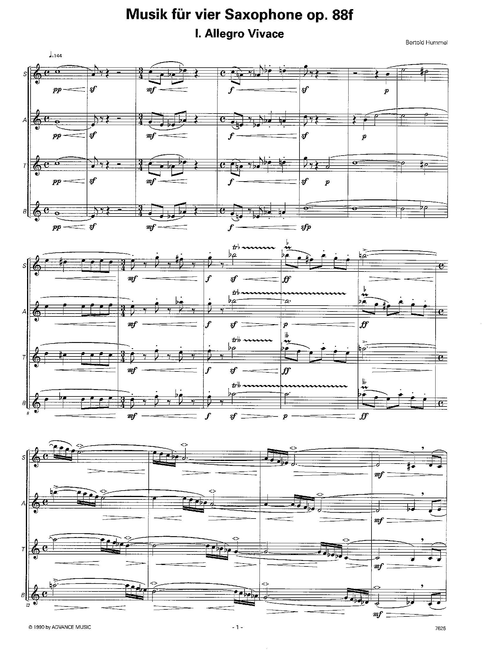 Anderes Coverbild Musik für Saxophone op. 88f 