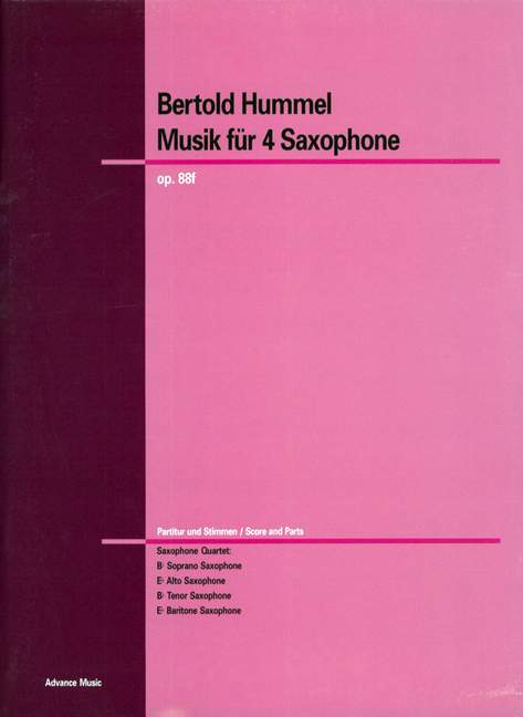 Vorderes Coverbild Musik für Saxophone op. 88f 