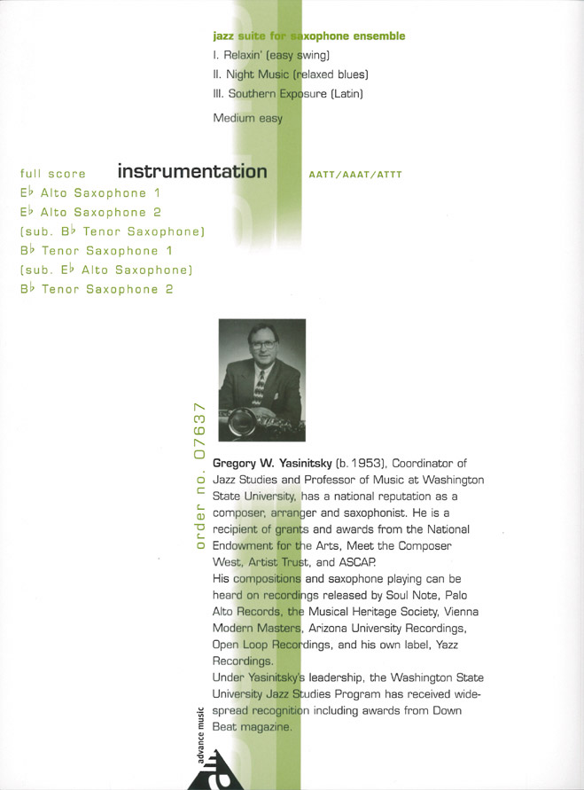 Anderes Coverbild Jazz Suite for Saxophone Ensemble 