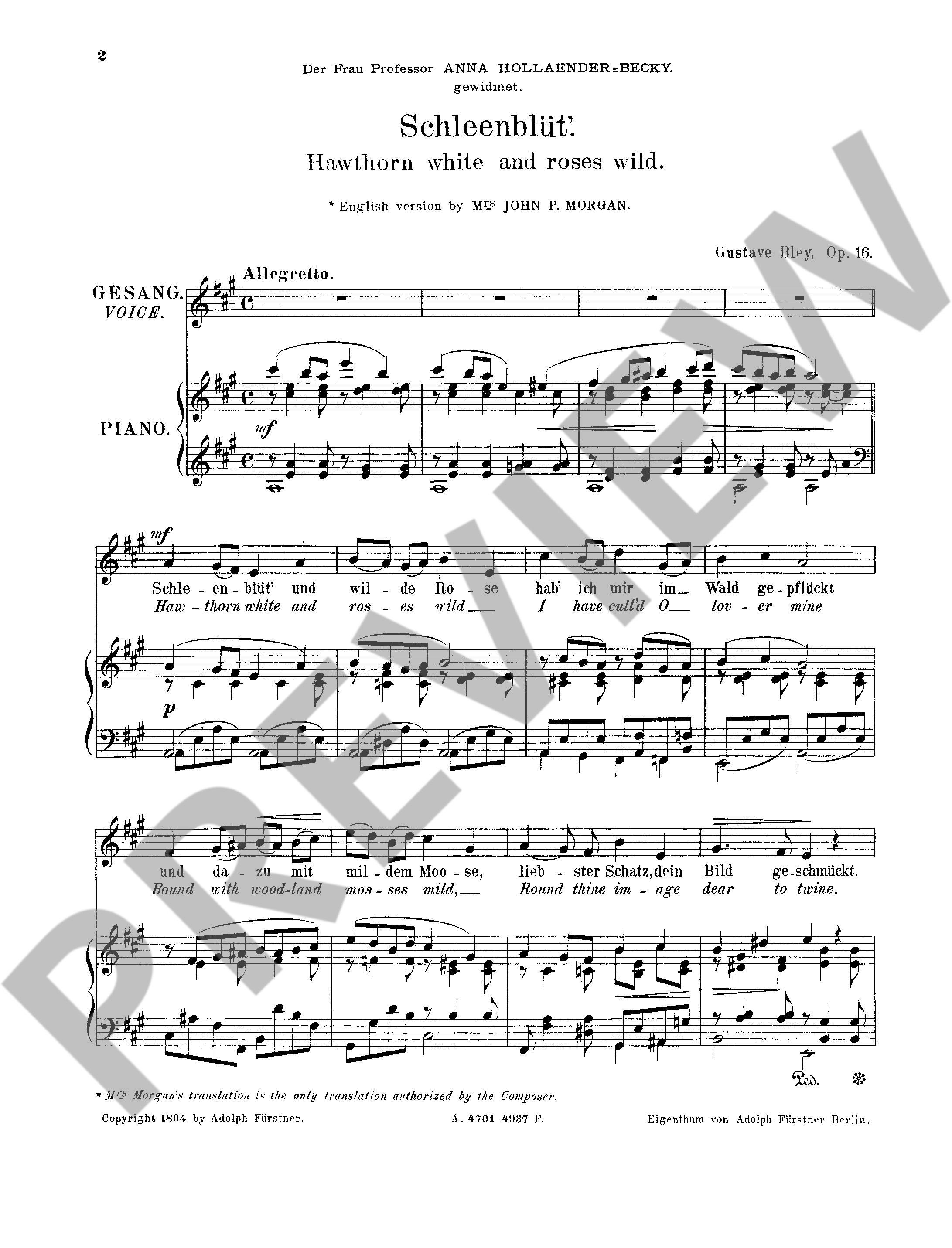Anderes Coverbild Schleenblüt' A-Dur / Wiegenlied F-Dur op. 16 / op. 17 