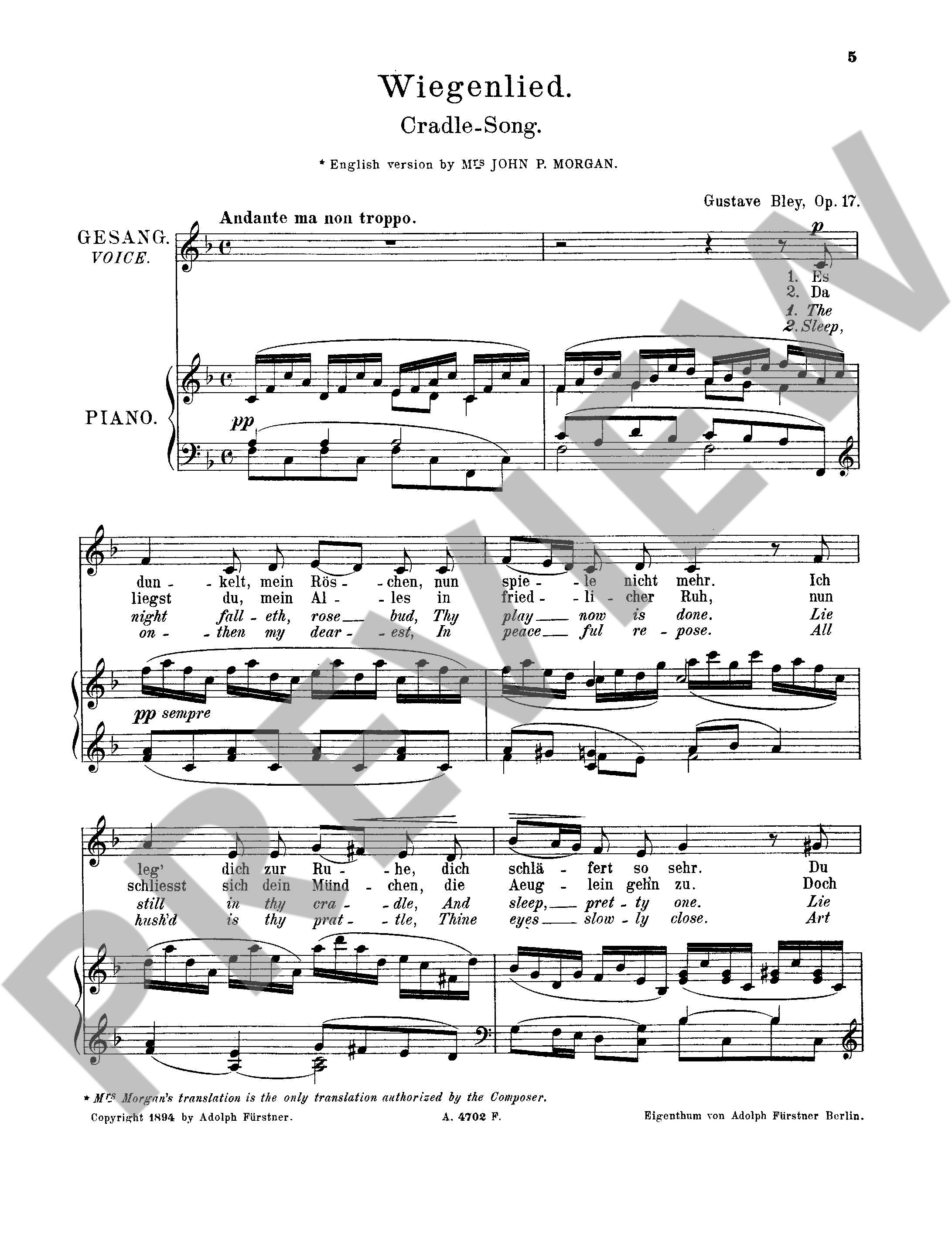 Anderes Coverbild Schleenblüt' A-Dur / Wiegenlied F-Dur op. 16 / op. 17 