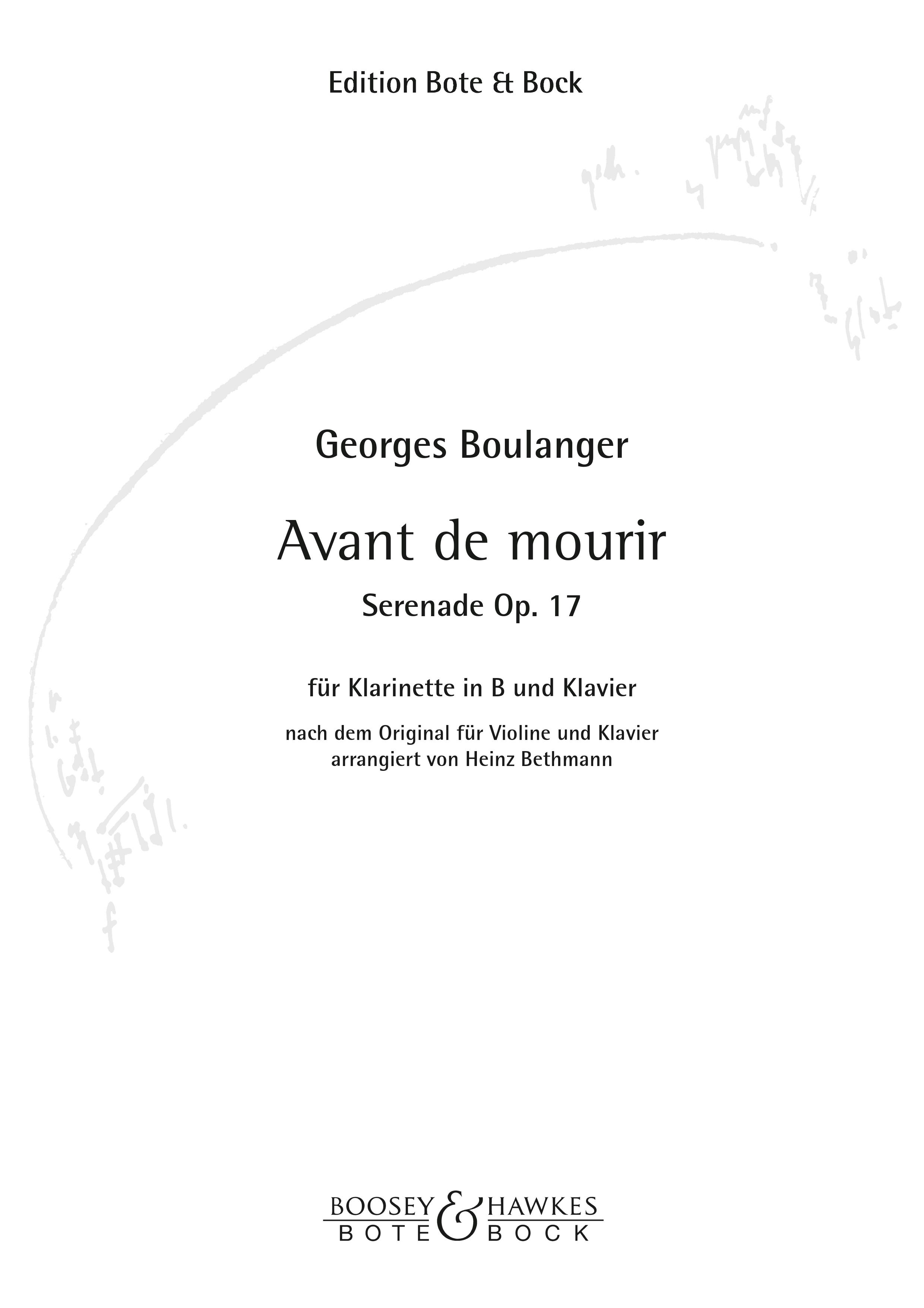 Anderes Coverbild Avant de mourir op. 17 
