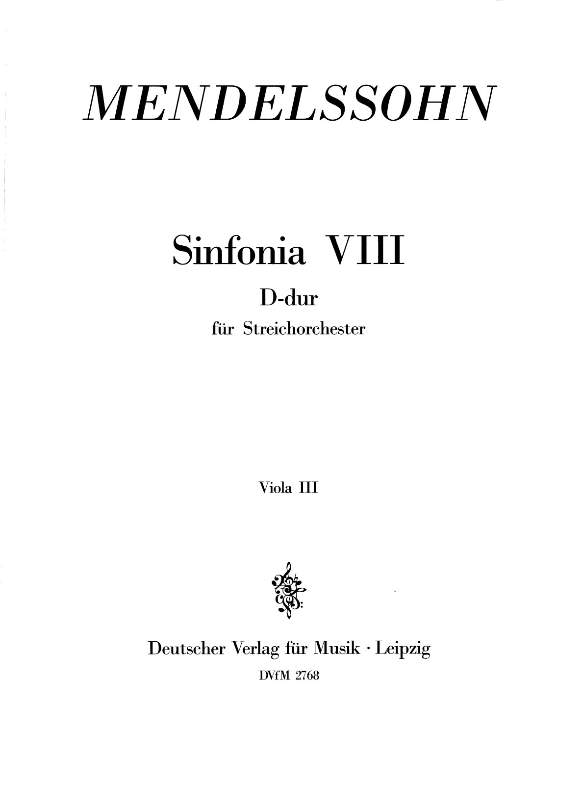 Vorderes Coverbild Sinfonia VIII D-dur MWV N 8