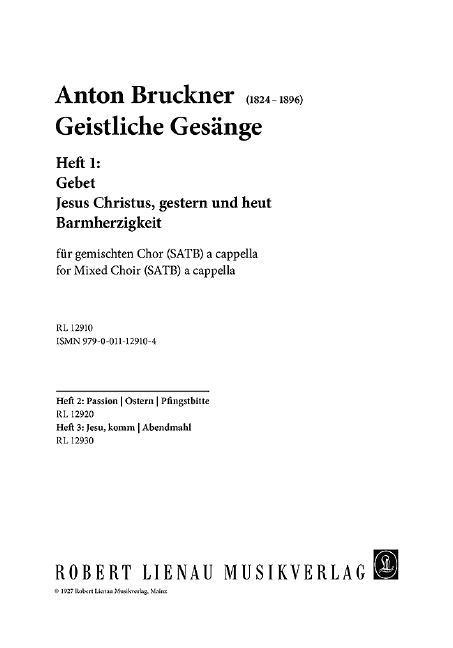 Vorderes Coverbild Geistliche Gesänge Heft 1