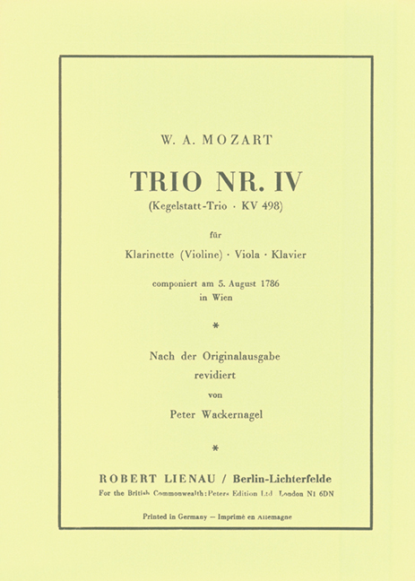Vorderes Coverbild Trio Nr. IV KV 498 