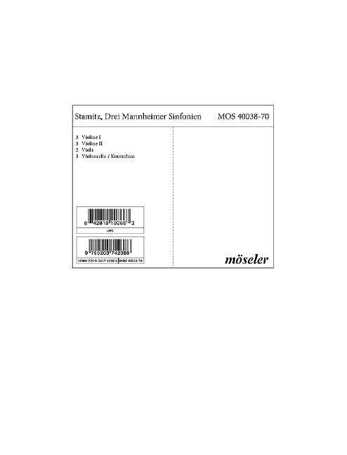 Vorderes Coverbild Drei Mannheimer Sinfonien 38
