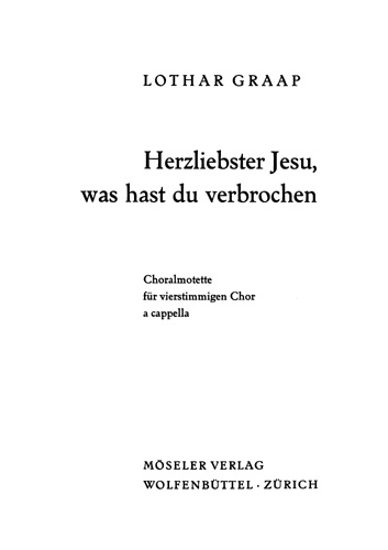 Vorderes Coverbild Herzliebster Jesu, was hast du verbrochen 