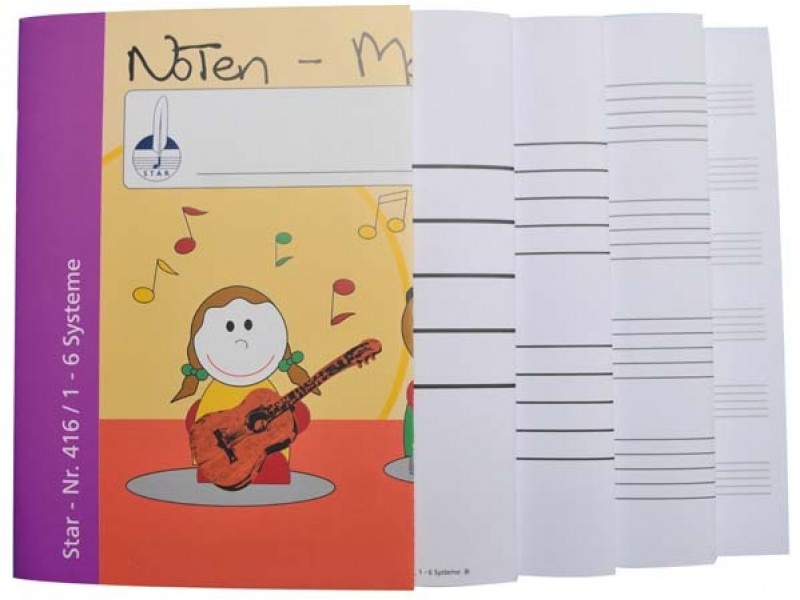 Vorderes Coverbild Notenmalbücher - DIN A4 quer 1-6 Systeme