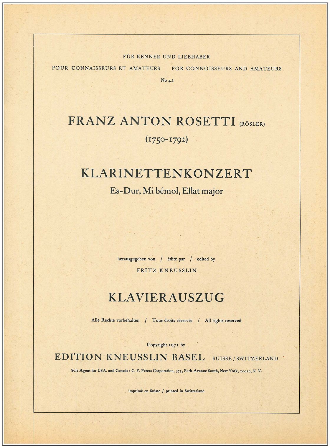 Vorderes Coverbild Konzert für Klarinette Nr. 1 Es-Dur Murray C62