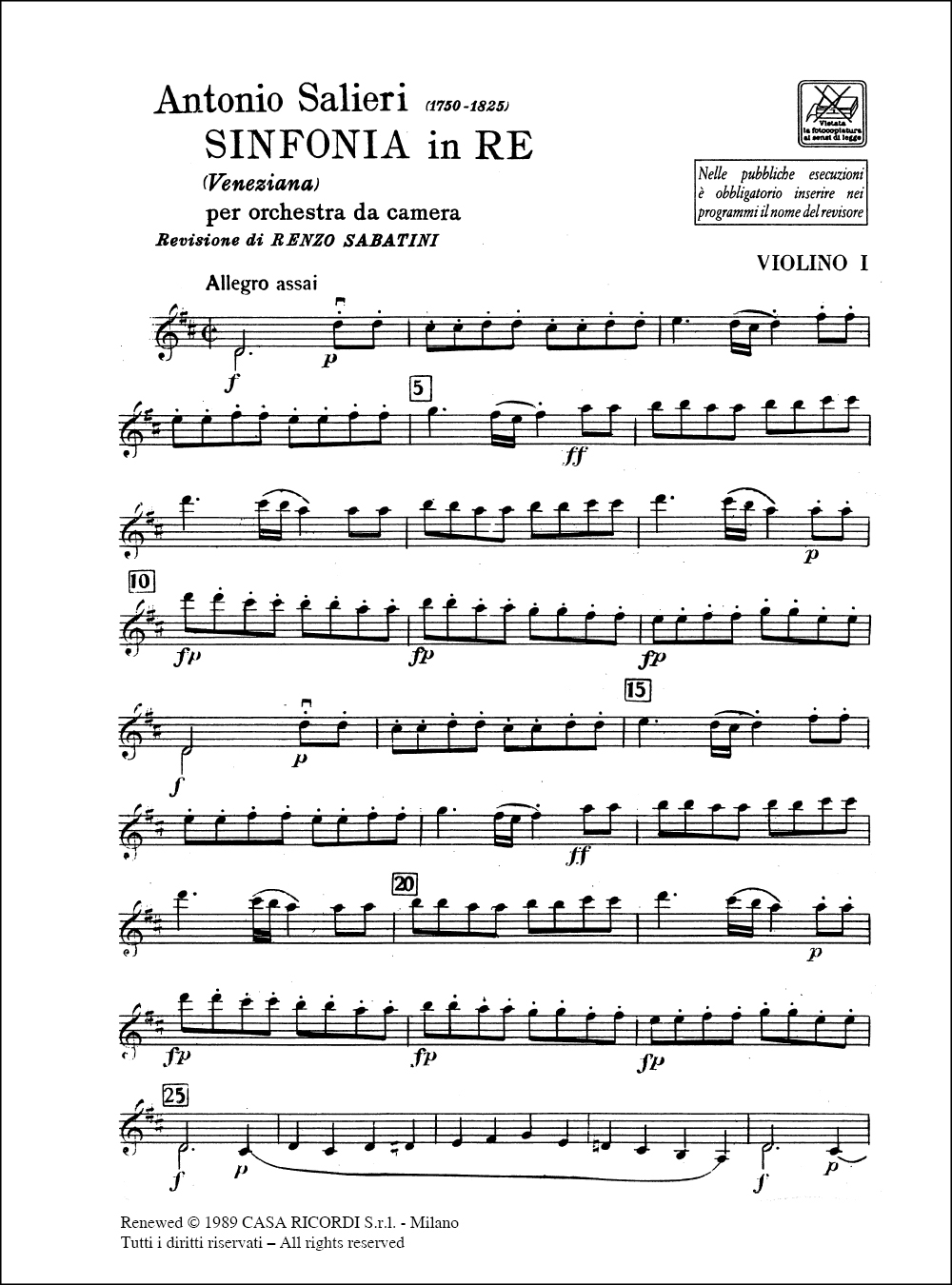 Vorderes Coverbild Sinfonia in Re 'Veneziana'