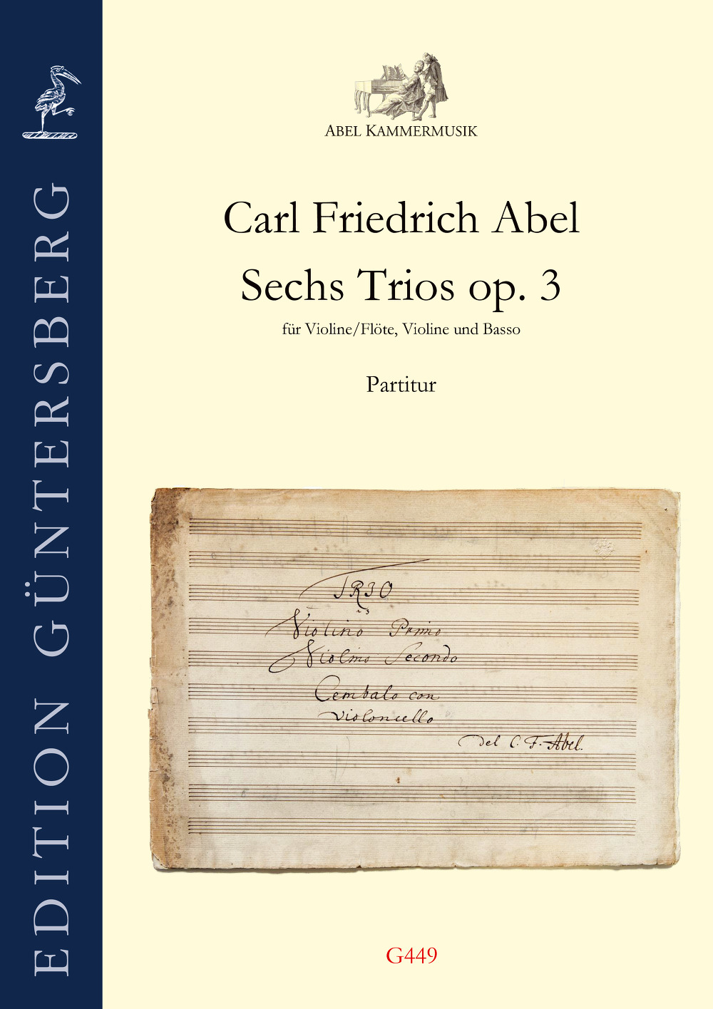Vorderes Coverbild Sechs Trios op. 3 für Violine/Flöte, Violine, Violoncello/Basso continuo AbelWV C7–C12