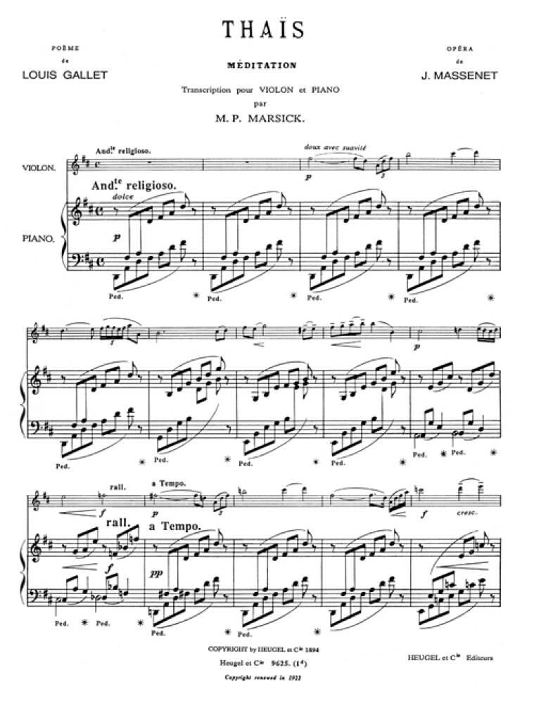 Anderes Coverbild Thais meditation violon et piano