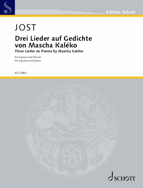 Vorderes Coverbild Drei Lieder auf Gedichte von Mascha Kaléko