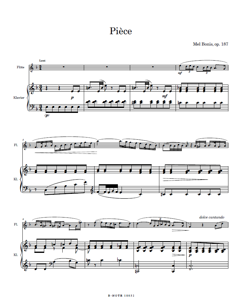 Anderes Coverbild Piece für Flöte und Klavier op. 187