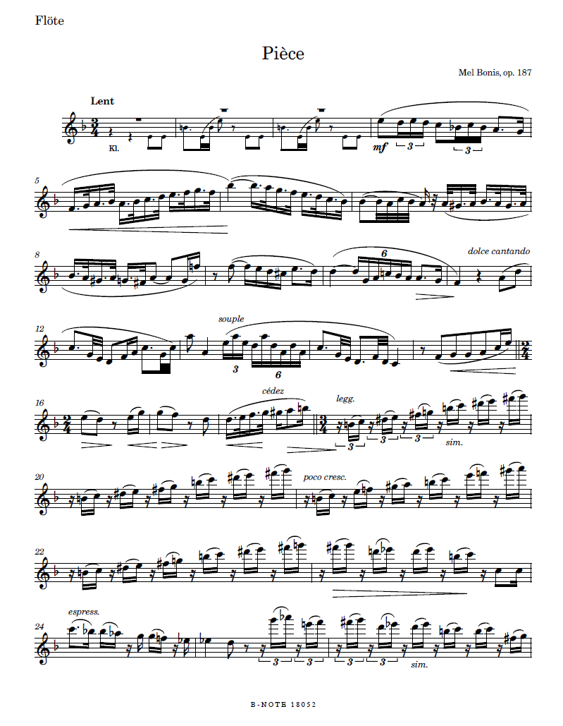 Anderes Coverbild Piece für Flöte und Klavier op. 187