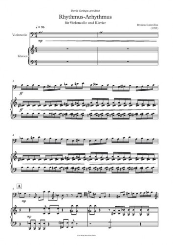 Anderes Coverbild Rhythmus-Arhythmus für Violoncello und Klavier (1993)