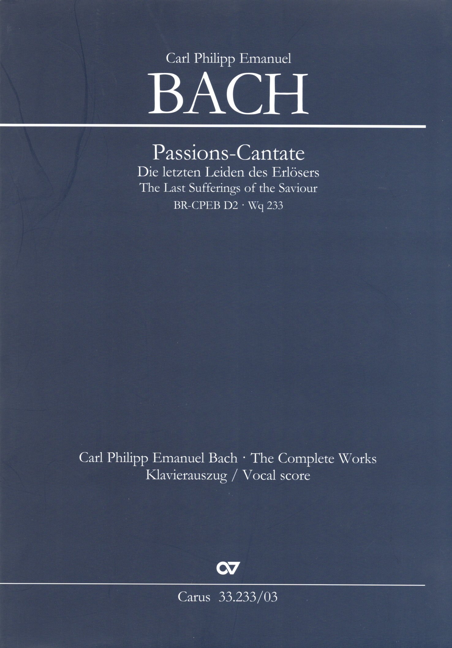 Vorderes Coverbild Passions-Cantate BR-CPEB D 2 (Wq 233) (1770)