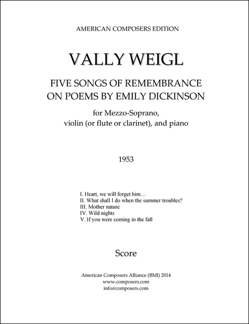 Vorderes Coverbild Five Songs of Remembrance