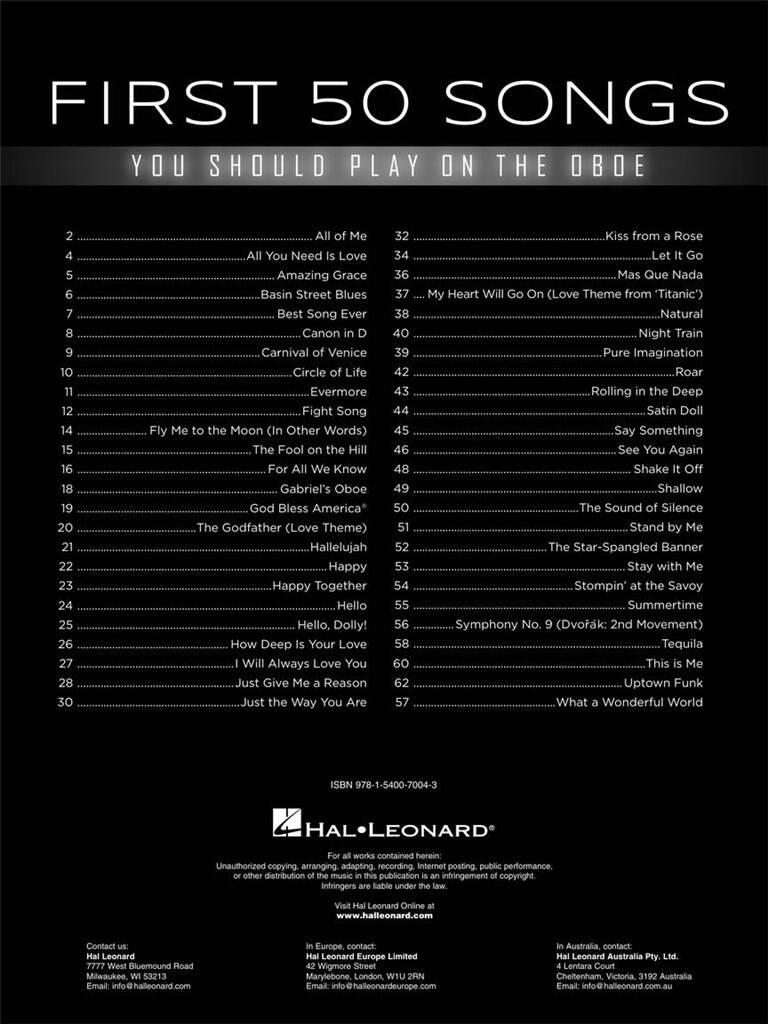 Anderes Coverbild First 50 Songs You Should Play on Oboe