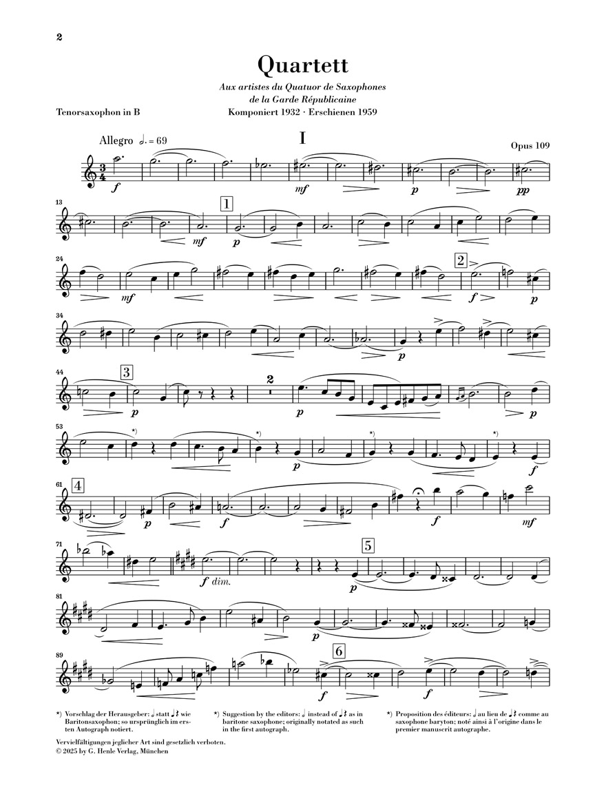 Anderes Coverbild Saxophonquartett B-dur op. 109