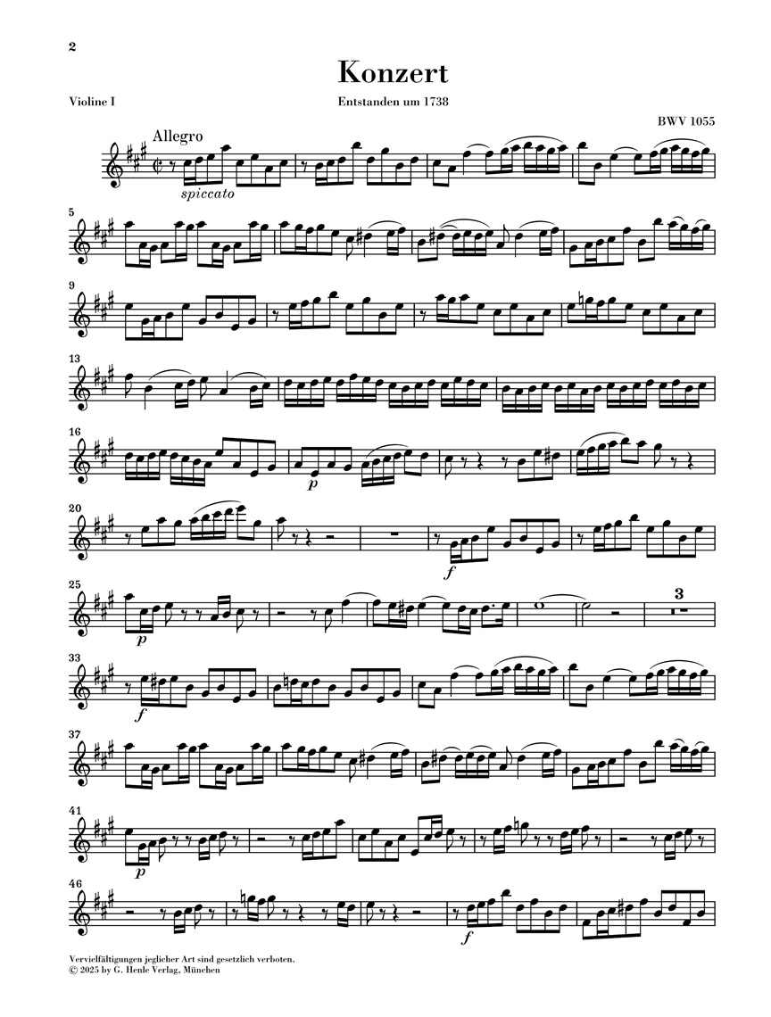 Anderes Coverbild Cembalokonzert Nr. 4 A-dur BWV 1055