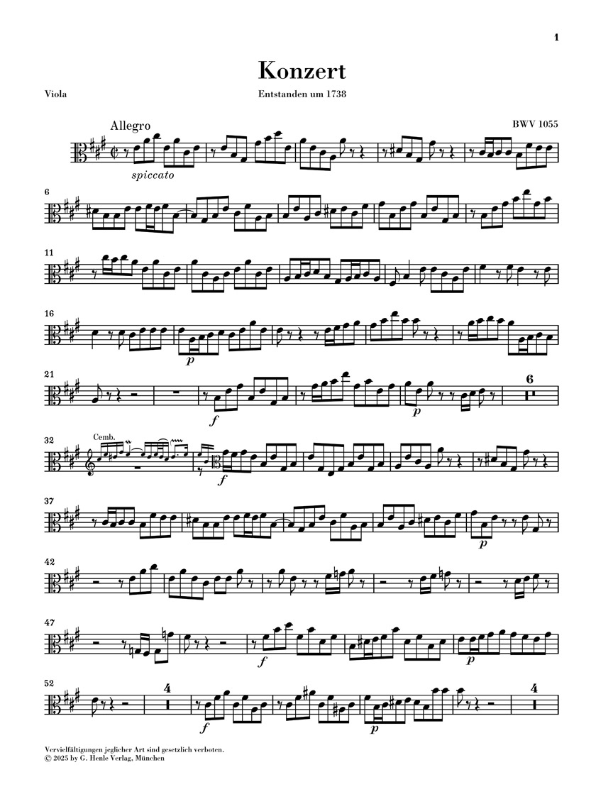 Anderes Coverbild Cembalokonzert Nr. 4 A-dur BWV 1055