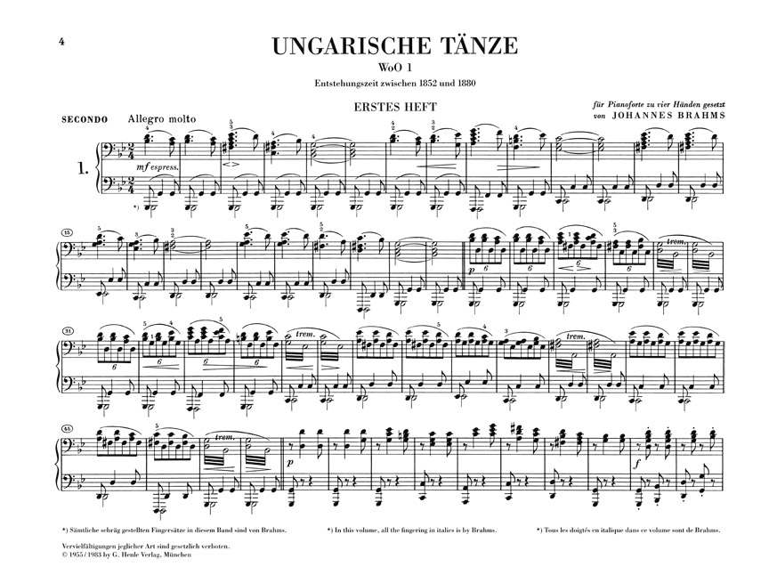 Anderes Coverbild Ungarische Tänze für Klavier zu vier Händen