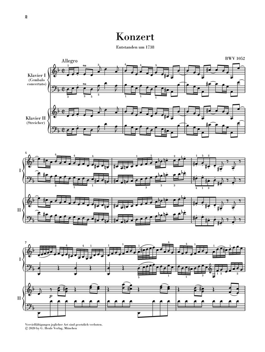 Anderes Coverbild Cembalokonzert Nr. 1 d-moll BWV 1052