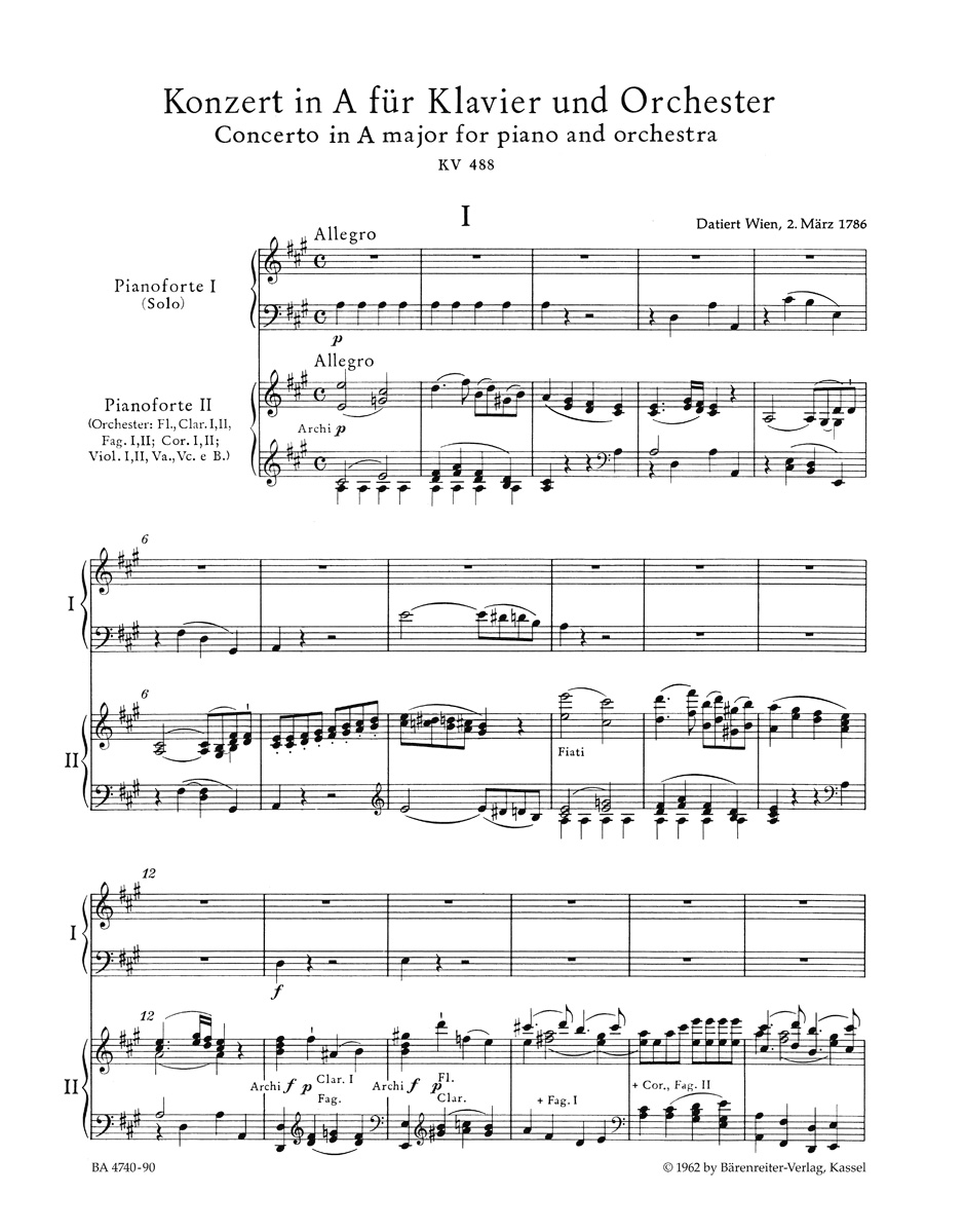 Anderes Coverbild Konzert für Klavier und Orchester Nr. 23 A-Dur KV 488
