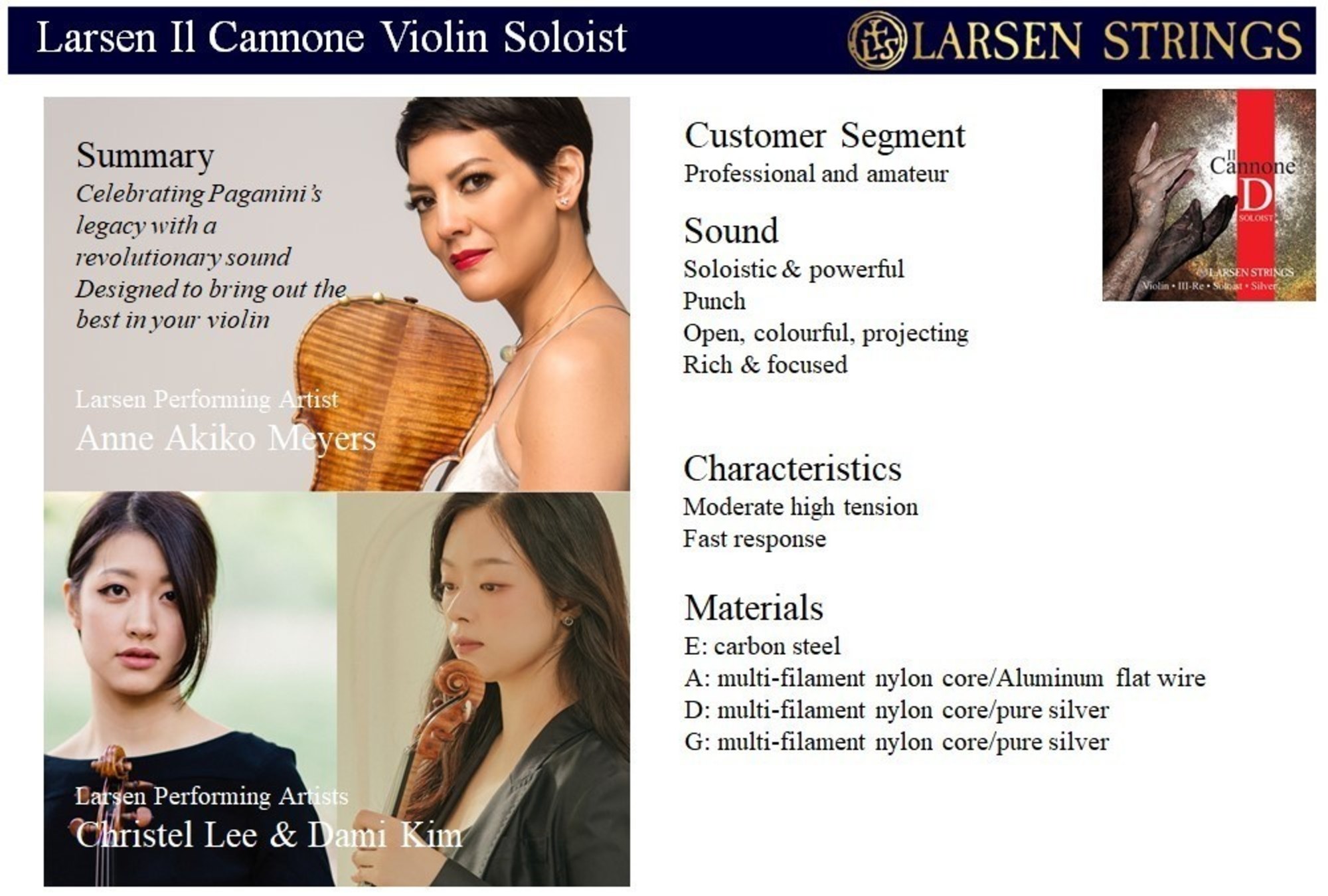 Anderes Coverbild Larsen Il Cannone Soloist Violine E, Karbonstahl