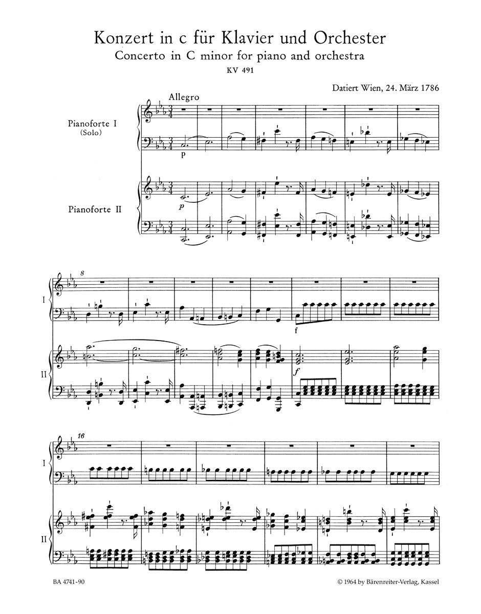Anderes Coverbild Konzert für Klavier und Orchester Nr. 24 c-Moll KV 491