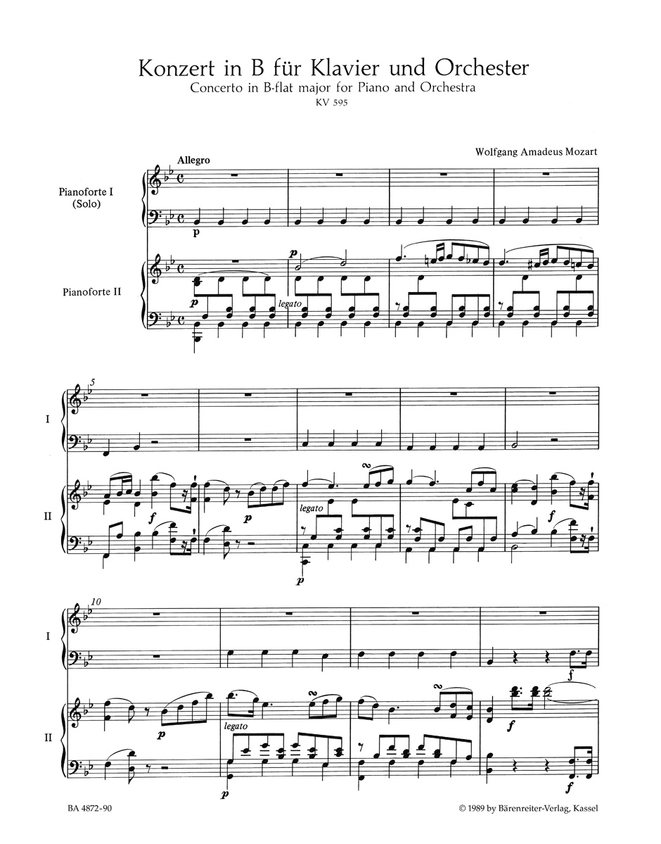 Anderes Coverbild Konzert für Klavier und Orchester Nr. 27 B-Dur KV 595