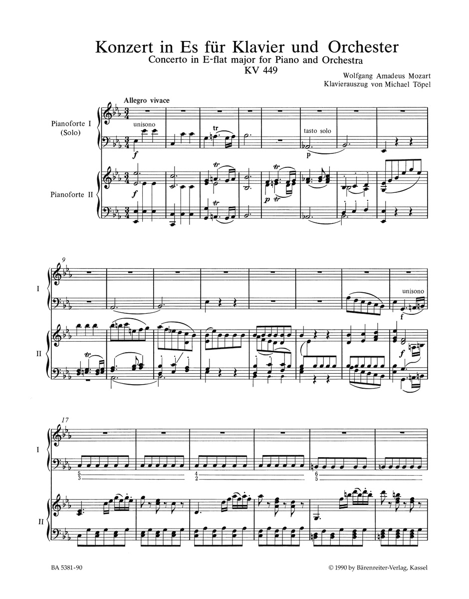 Anderes Coverbild Konzert für Klavier und Orchester Nr. 14 Es-Dur KV 449