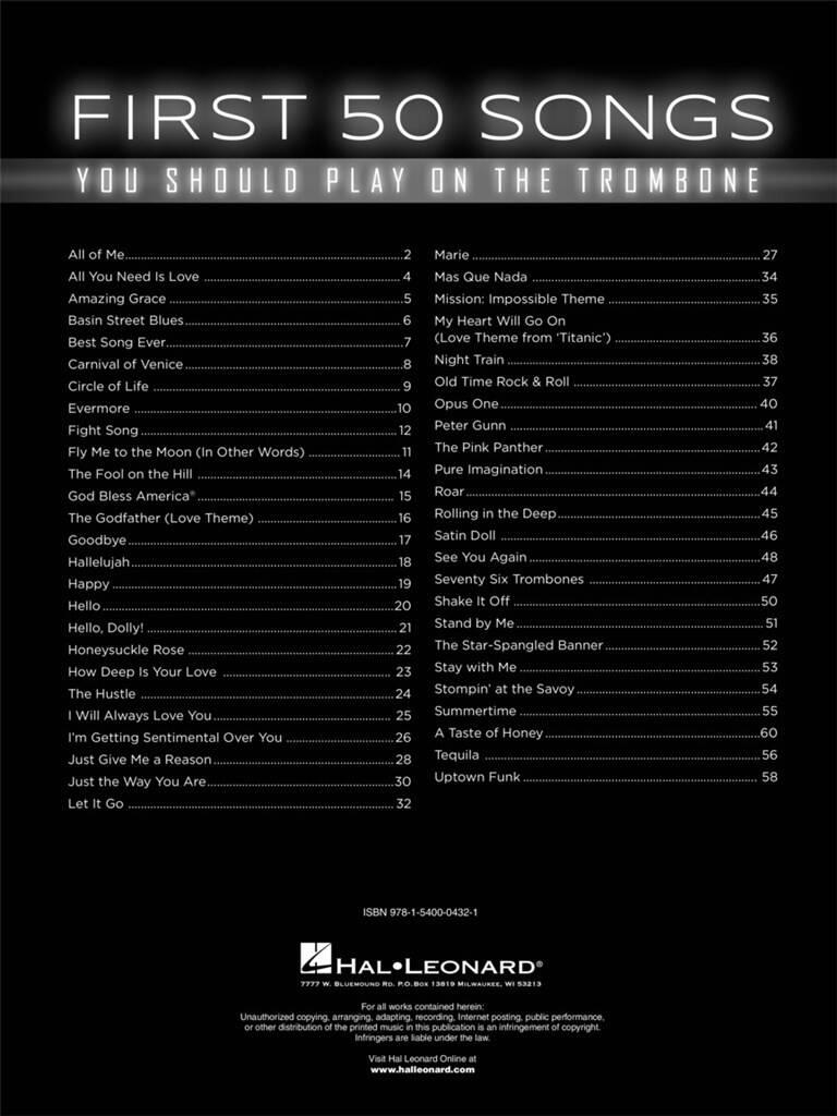 Anderes Coverbild First 50 Songs You Should Play on the Trombone