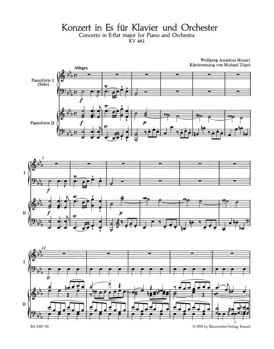 Anderes Coverbild Konzert für Klavier und Orchester Nr. 22 Es-Dur KV 482